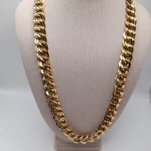 Monet Vintage Double Chain Necklace Gold Plated 26 Inch 1980s Hook Clasp